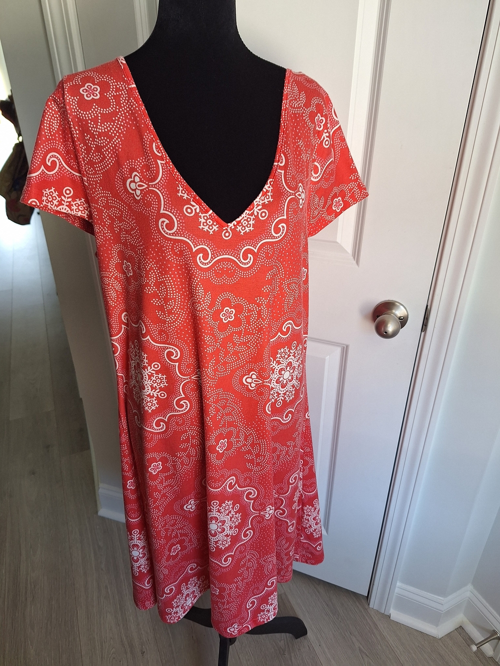 Women’s Red Floral V-Neck Dress
